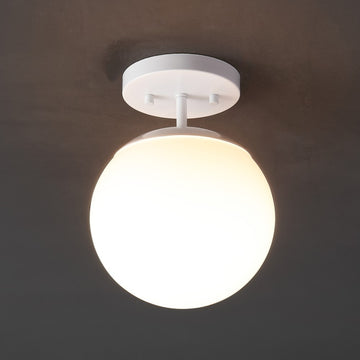 Marcel Bistro 7.75" Bohemian Farmhouse Iron/Frosted Glass LED Semi Flush Mount